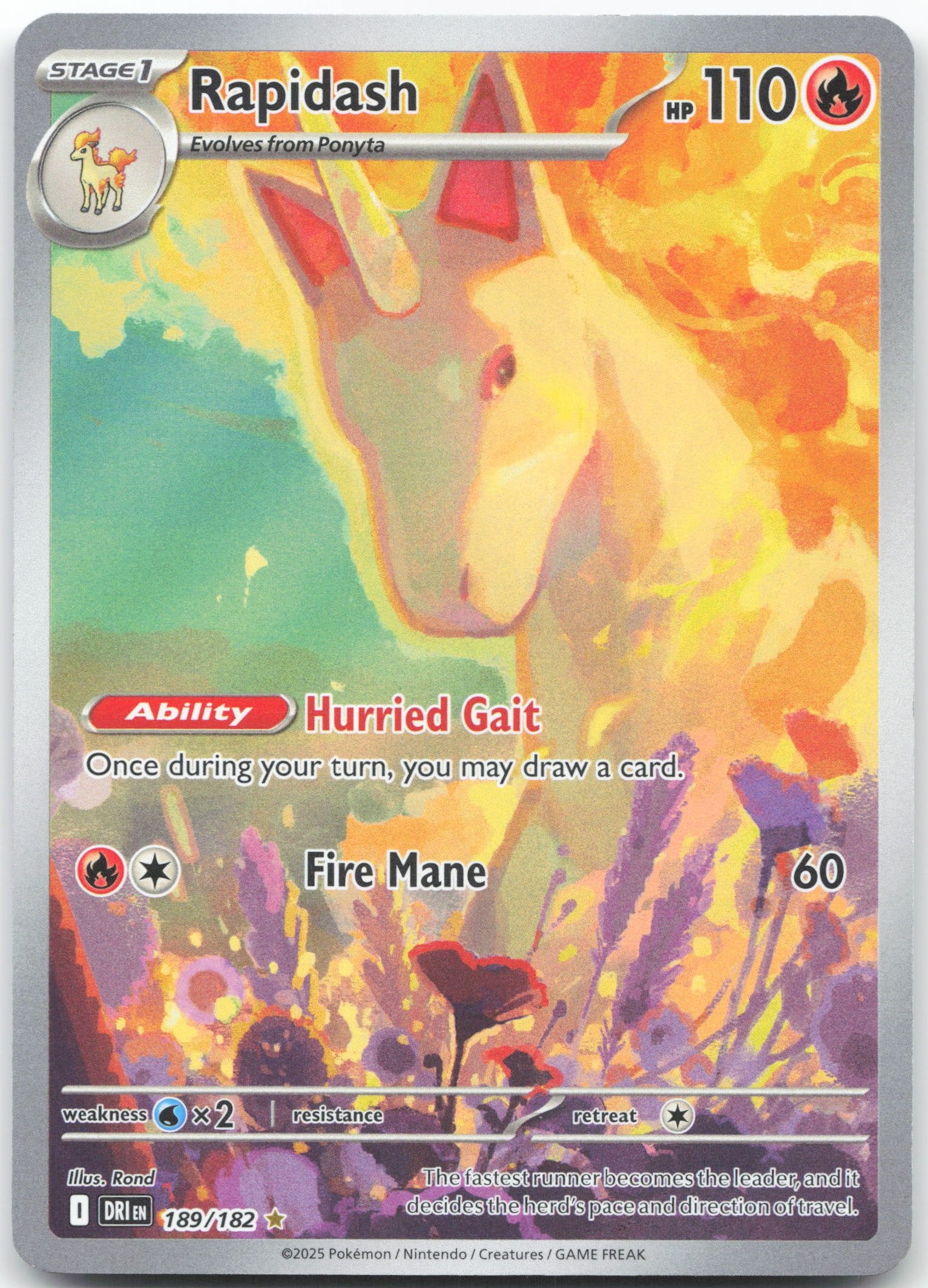 Rapidash - Illustration Rare SV10: Destined Rivals 189/182 NM