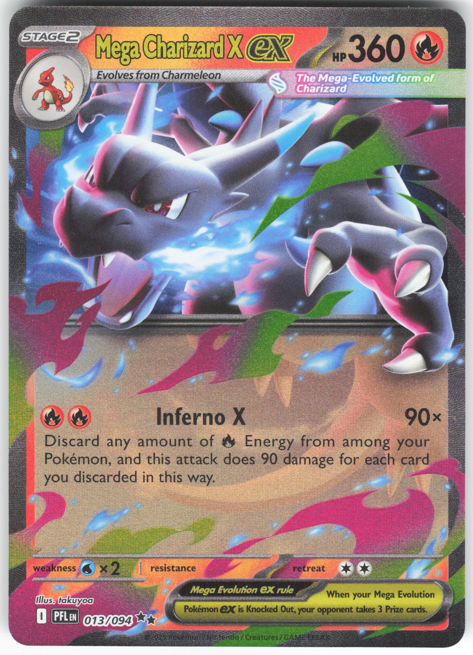 Mega Charizard X ex - Double Rare ME02: Phantasmal Flames 013/094 NM