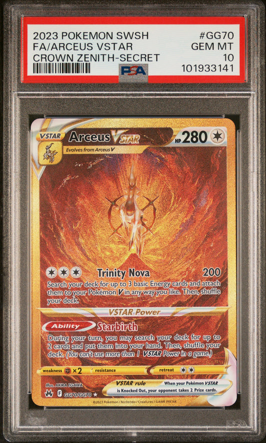 PSA 10 2023 POKEMON SWORD AND SHIELD CROWN ZENITH #GG70 FA/ARCEUS VSTAR CROWN ZENITH-SECRET