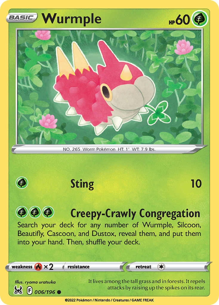Wurmple 006/196 Common Reverse Holo Lost Origin NM/LP