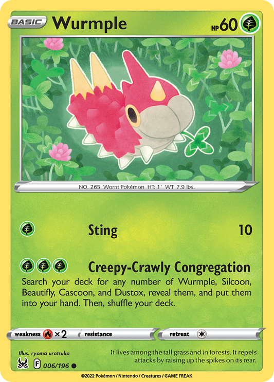 Wurmple 006/196 Common Reverse Holo Lost Origin NM/LP