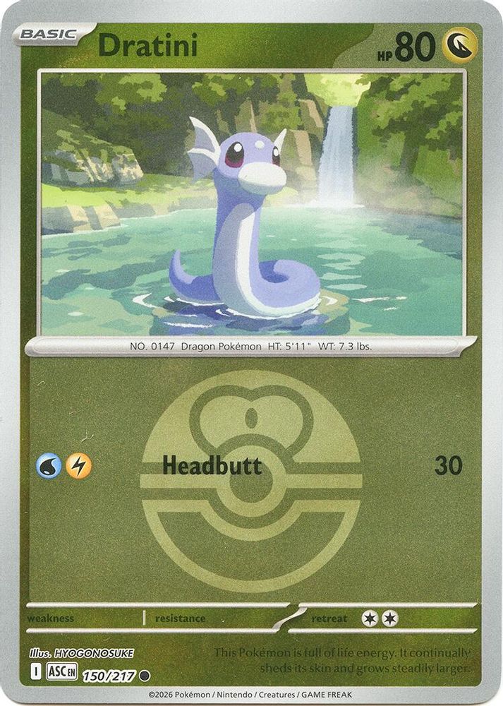 Dratini (Love Ball) 150/217 Common Reverse Holo Ascended Heroes NM/M