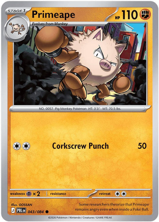 Primeape 043/084 Common Reverse Holo Pitch Black NM/M