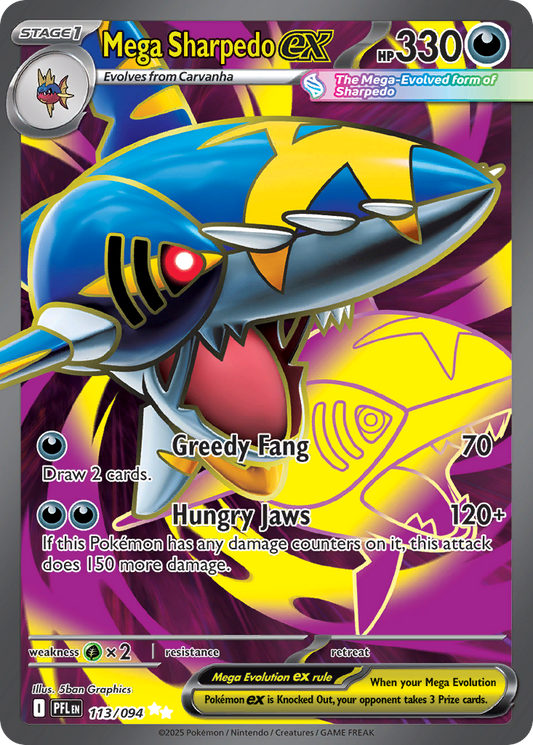 Mega Sharpedo ex 113/094 Ultra Rare Phantasmal Flames NM/M