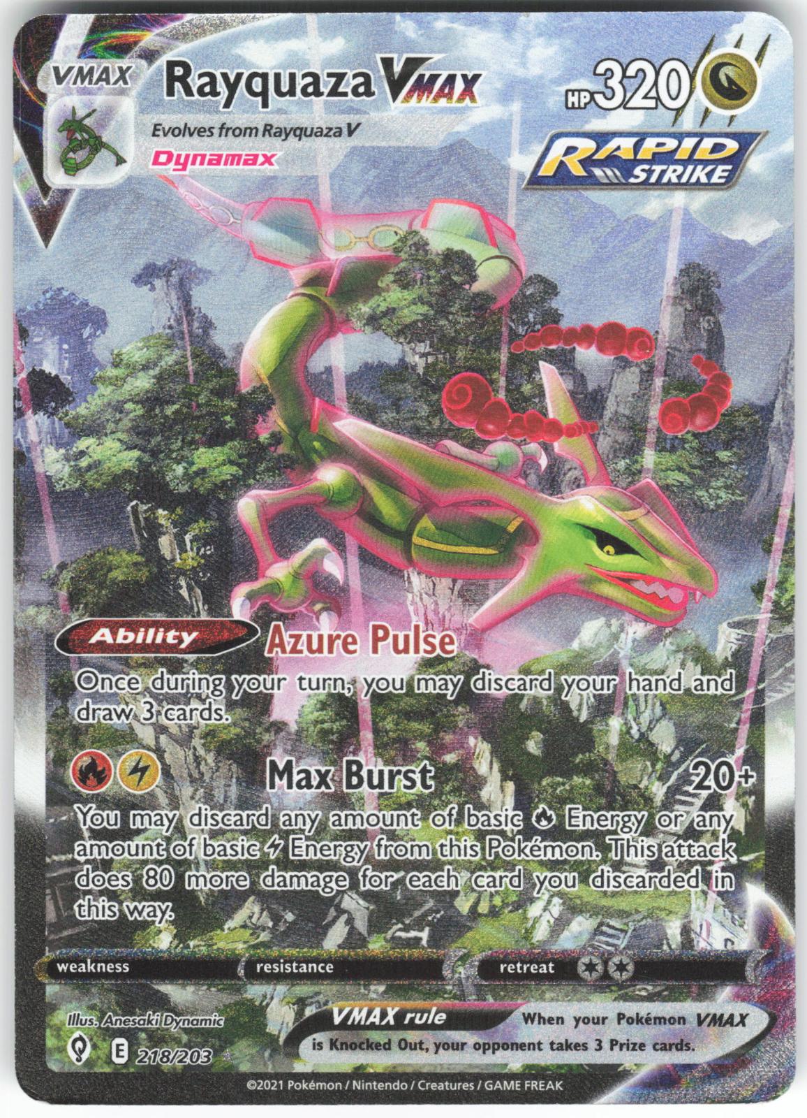 Rayquaza VMAX 218/203 Alternate Art Evolving Skies HP/D