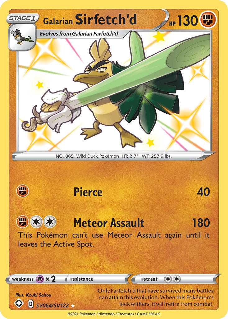 Galarian Sirfetch'd SV064/SV122 Shiny Rare Shining Fates Shiny Vault NM/M