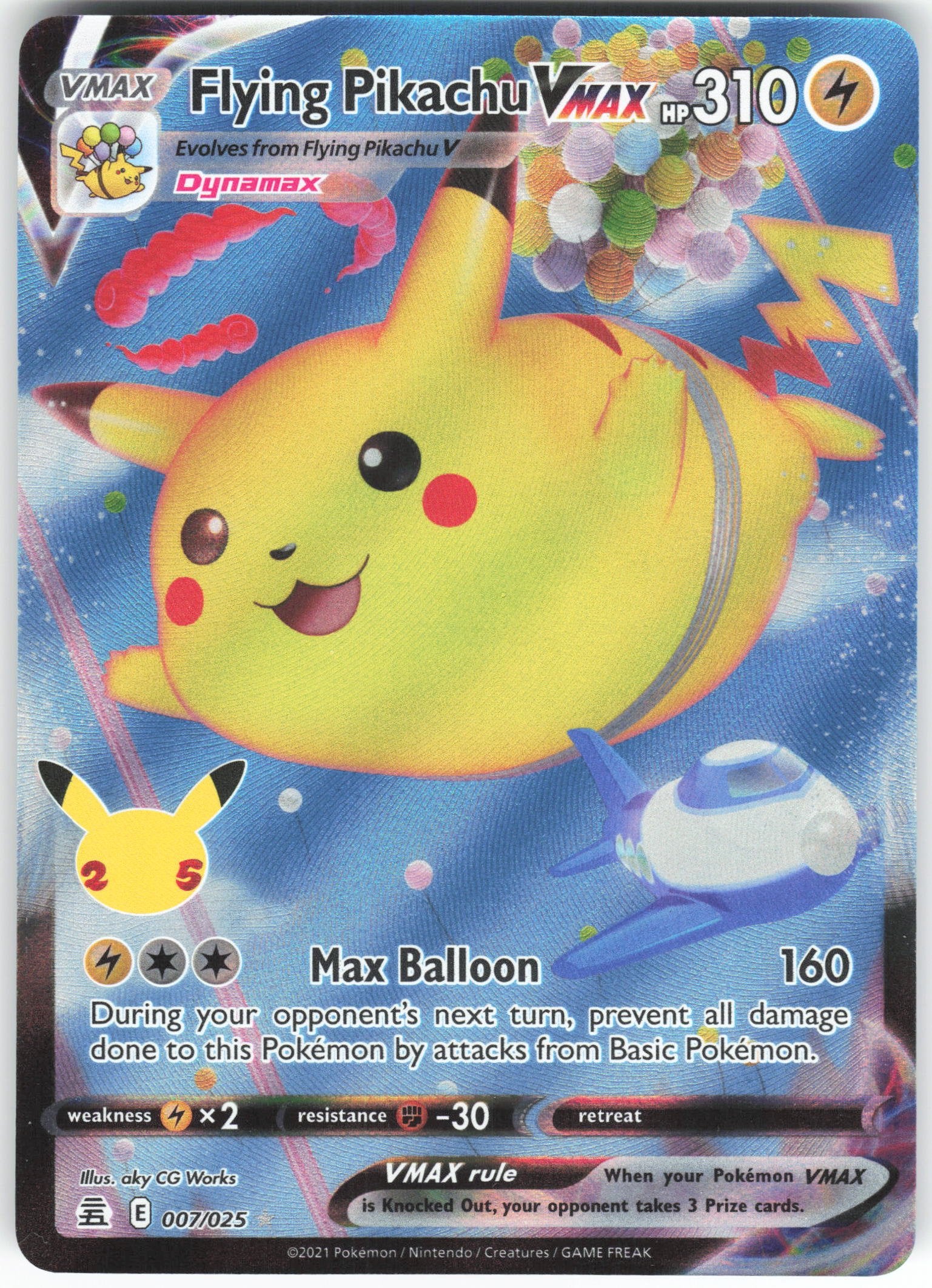 Flying Pikachu VMAX Ultra Rare Celebrations 007/025 NM