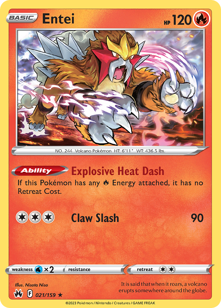 Entei 021/159 Rare Crown Zenith Holo NM/LP