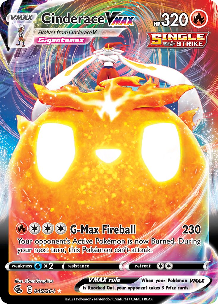 Cinderace VMAX 045/264 VMAX Rare Fusion Strike Holo NM/M