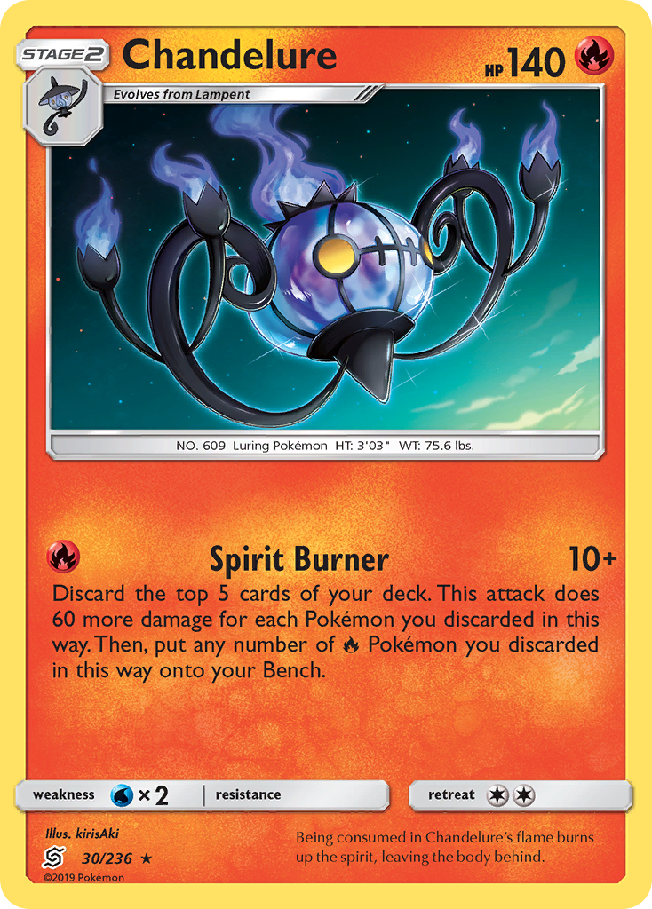 Chandelure 30/236 Rare Reverse Holo Unified Minds Holo NM/LP