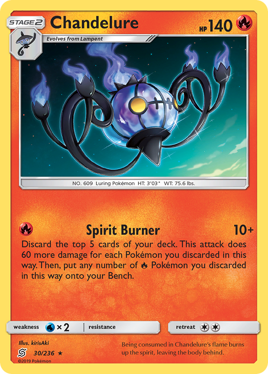 Chandelure 30/236 Rare Reverse Holo Unified Minds Holo NM/LP