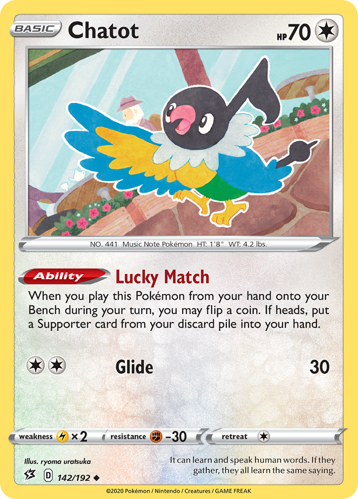 Chatot 142/192 Uncommon Reverse Holo Rebel Clash NM/LP