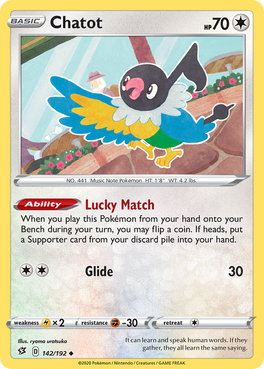 Chatot 142/192 Uncommon Reverse Holo Rebel Clash NM/LP