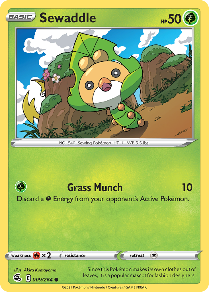 Sewaddle 009/264 Common Reverse Holo Fusion Strike NM/LP