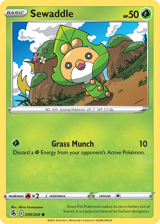 Sewaddle 009/264 Common Reverse Holo Fusion Strike NM/LP