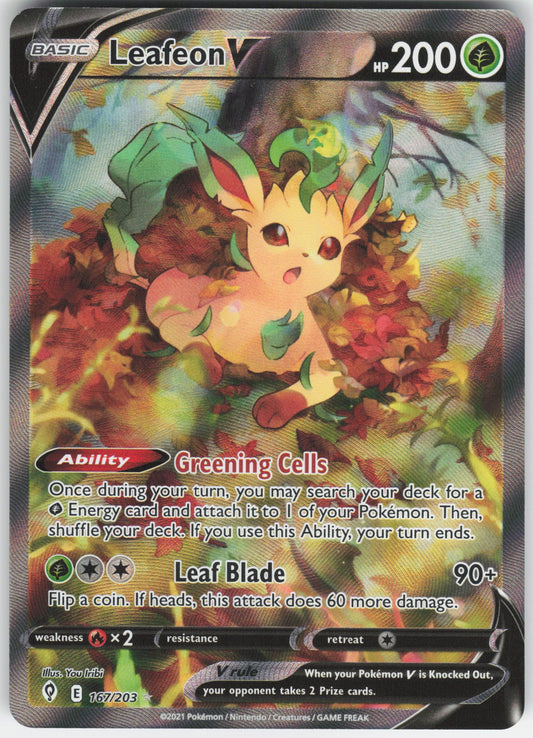 Leafeon V (Alternate Full Art) Ultra Rare SWSH07: Evolving Skies 167/203 NM