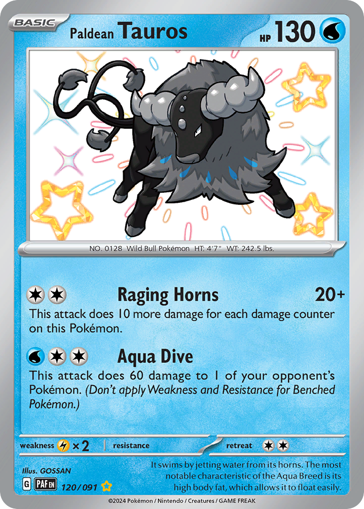 Paldean Tauros 120/091 Shiny Rare Paldean Fates NM/M