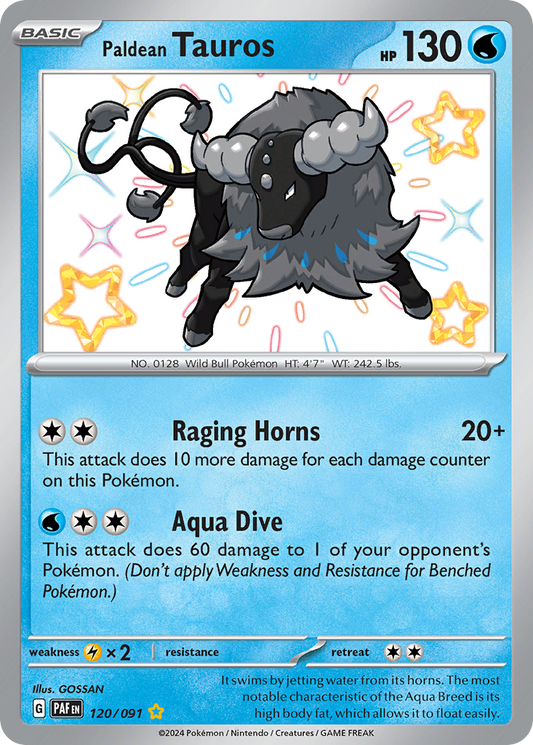 Paldean Tauros 120/091 Shiny Rare Paldean Fates NM/M