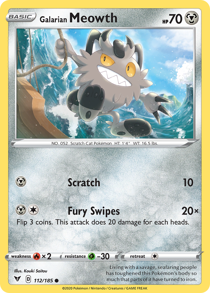 Galarian Meowth 112/185 Common Vivid Voltage NM/M