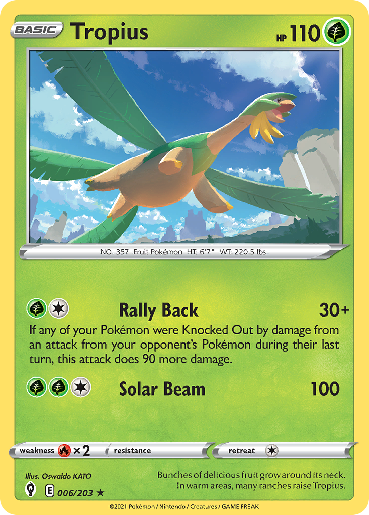 Tropius 006/203 Rare Reverse Holo Evolving Skies NM/LP