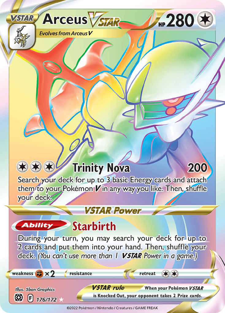 Arceus VSTAR 176/172 Rainbow Rare Brilliant Stars NM/M