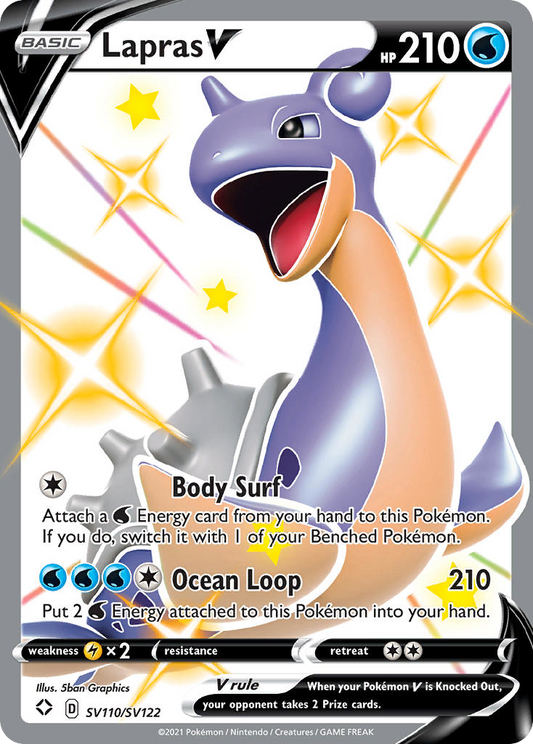 Lapras V SV110/SV122 V Rare Shining Fates Shiny Vault Holo NM/M