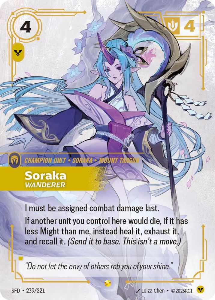 Soraka - Wanderer (Overnumbered) 239/221 Showcase Spiritforged NM/M