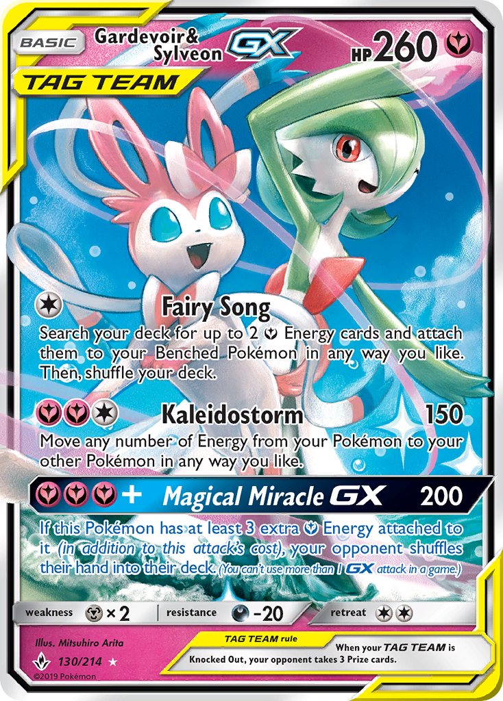 Gardevoir & Sylveon GX 130/214 GX Rare Unbroken Bonds Holo NM/M