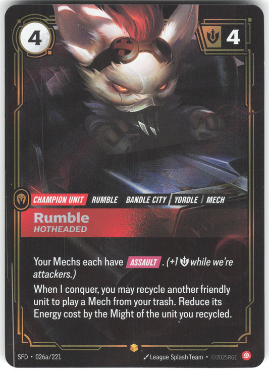 Rumble - Hotheaded (Alternate Art) Showcase Spiritforged 026a/221 NM
