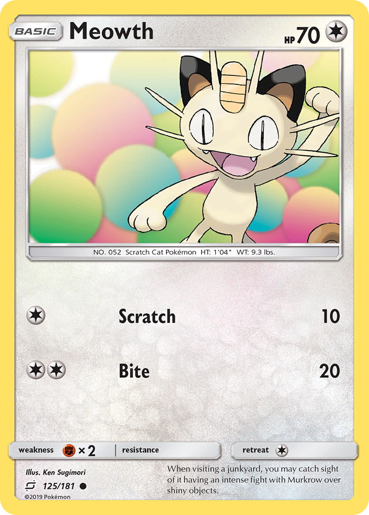 Meowth 125/181 Common Team Up NM/M