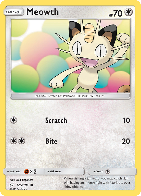 Meowth 125/181 Common Team Up NM/M