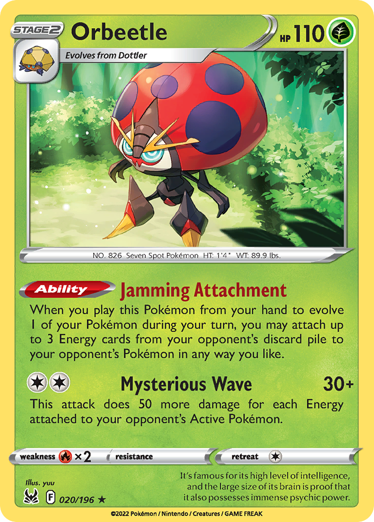 Orbeetle 020/196 Rare Lost Origin Holo NM/LP