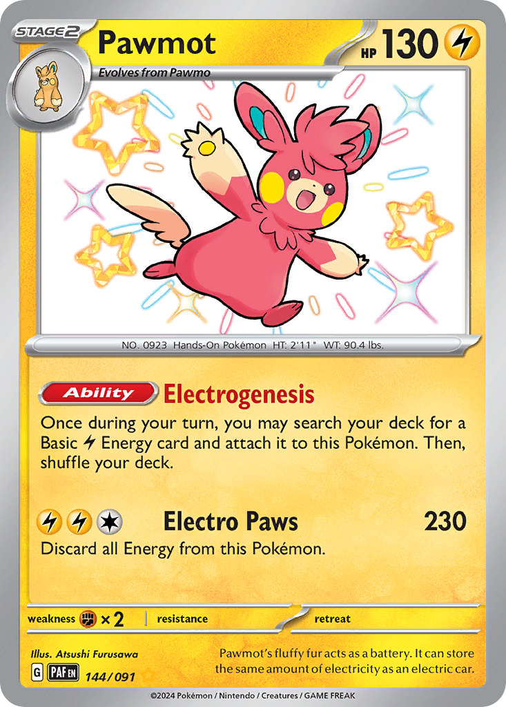 Pawmot 144/091 Shiny Rare Paldean Fates NM/M
