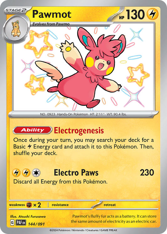 Pawmot 144/091 Shiny Rare Paldean Fates NM/M
