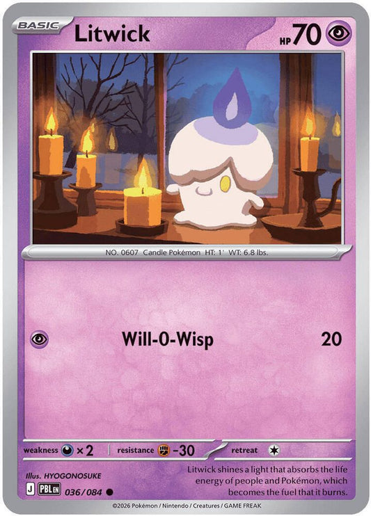 Litwick 036/084 Common Reverse Holo Pitch Black NM/M