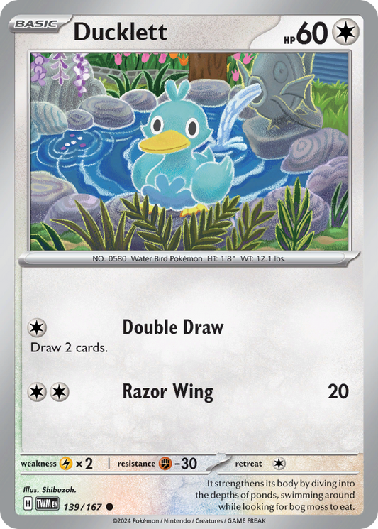 Ducklett 139/167 Common Reverse Holo Twilight Masquerade NM/LP