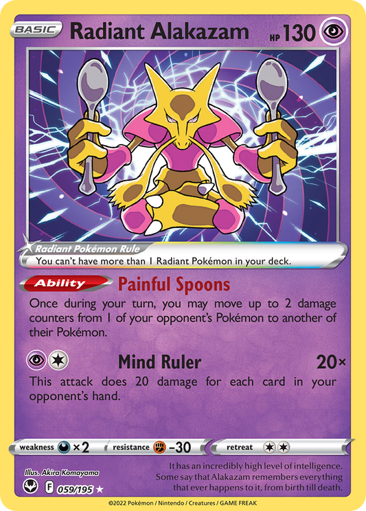 Radiant Alakazam 059/195 Radiant Rare Silver Tempest NM/M