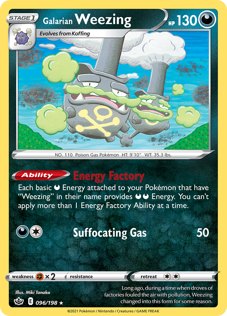 Galarian Weezing 096/198 Rare Reverse Holo Chilling Reign NM/LP