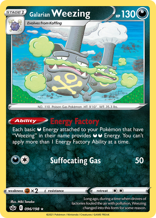 Galarian Weezing 096/198 Rare Reverse Holo Chilling Reign NM/LP