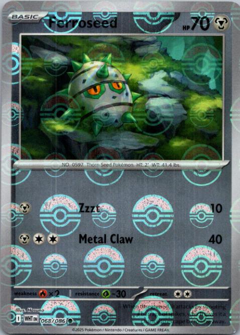 Ferroseed (Poke Ball Pattern) 068/086 Common White Flare Holo NM/M