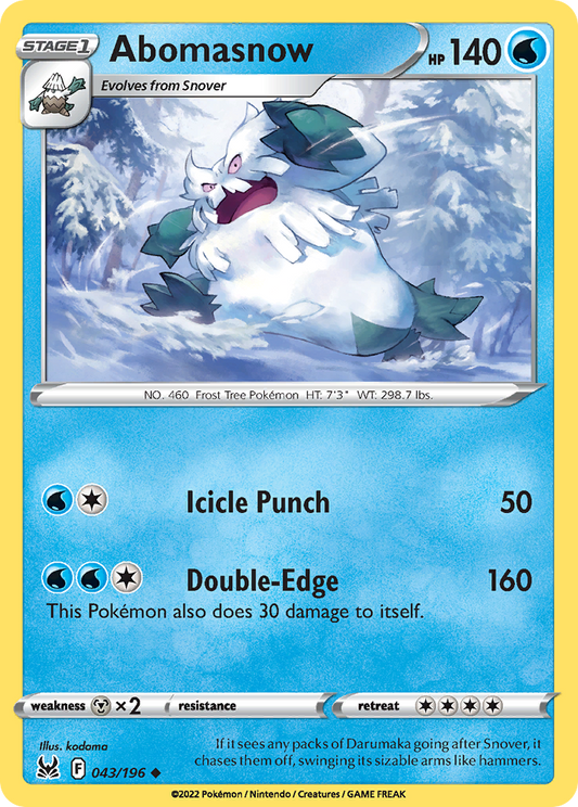 Abomasnow 043/196 Uncommon Reverse Holo Lost Origin NM/LP