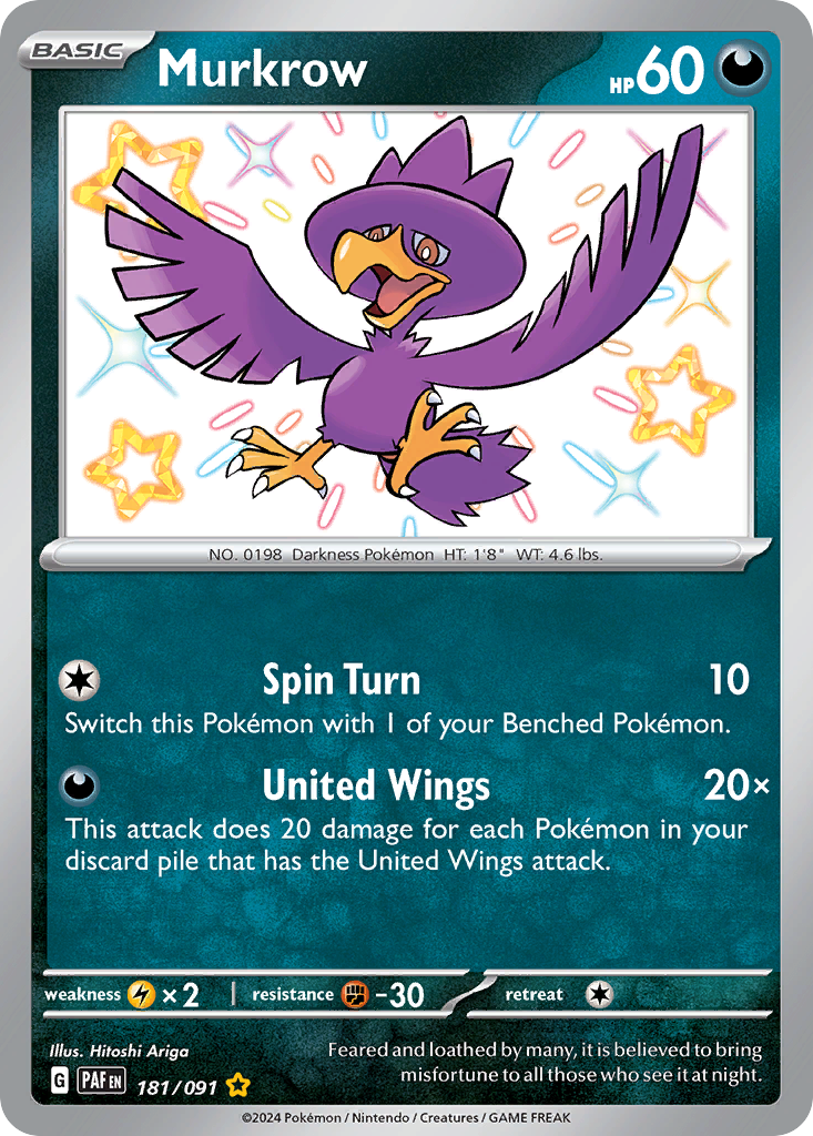 Murkrow 181/091 Shiny Rare Paldean Fates NM/M