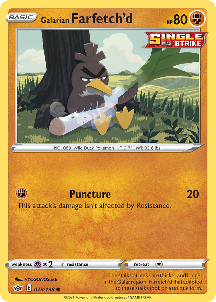Galarian Farfetch'd 078/198 Common Reverse Holo Chilling Reign NM/LP