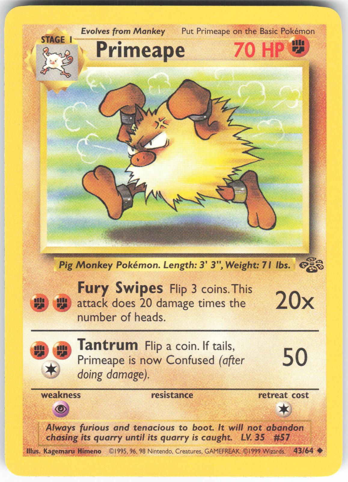Primeape 43/64 Uncommon Jungle Unlimited NM/LP