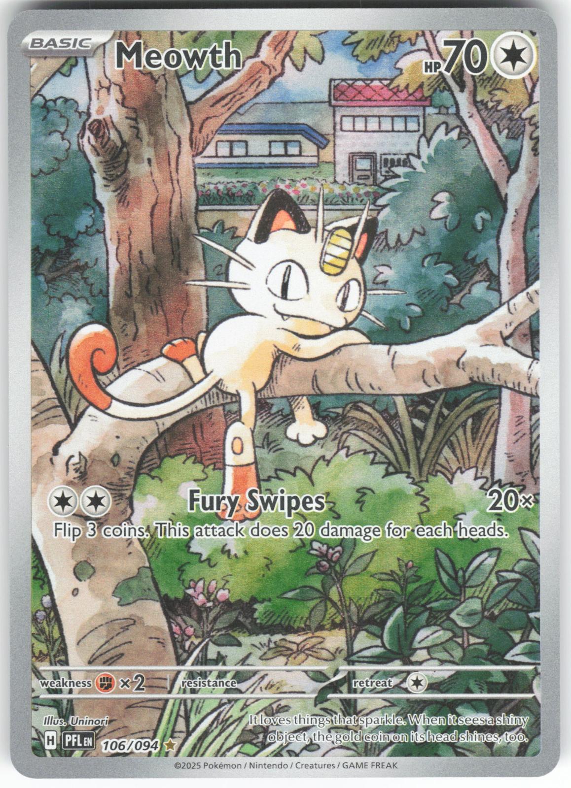 Meowth 106/094 Illustration Rare Phantasmal Flames LP