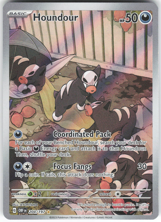 Houndour - Illustration Rare SV03: Obsidian Flames 204/197 NM