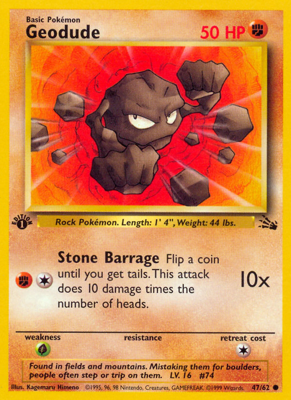 Geodude 47/62 Common Fossil Unlimited NM/M