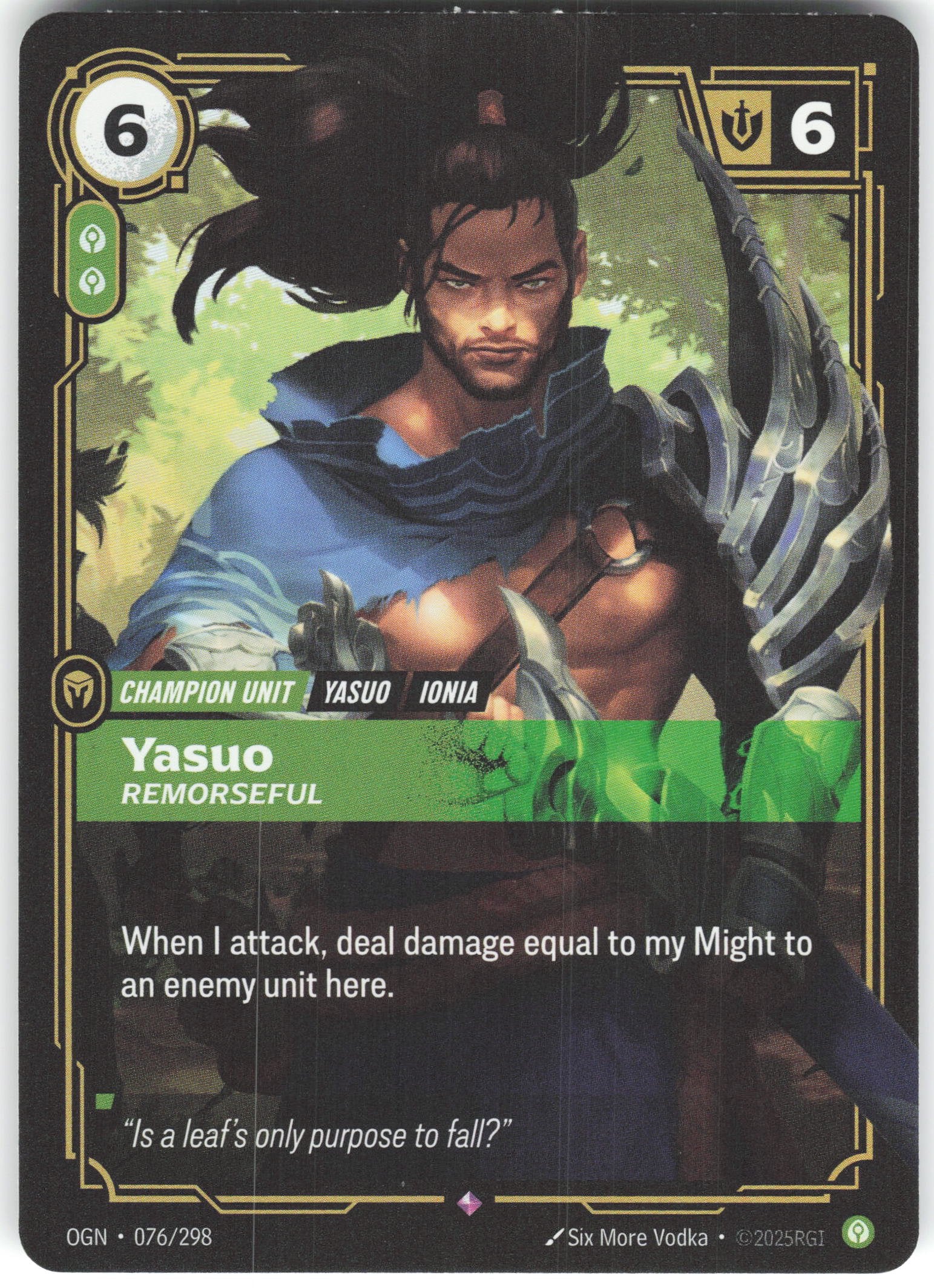 Yasuo - Remorseful Rare Origins 076/298 NM