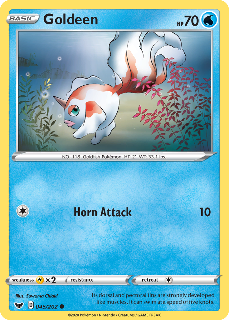 Goldeen 045/202 Common Reverse Holo Sword & Shield NM/M