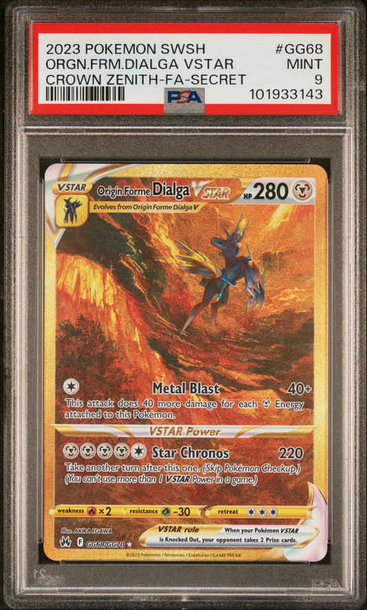 PSA 9 2023 POKEMON SWORD AND SHIELD CROWN ZENITH #GG68 ORGN.FRM.DIALGA VSTAR CROWN ZENITH-FA-SECRET